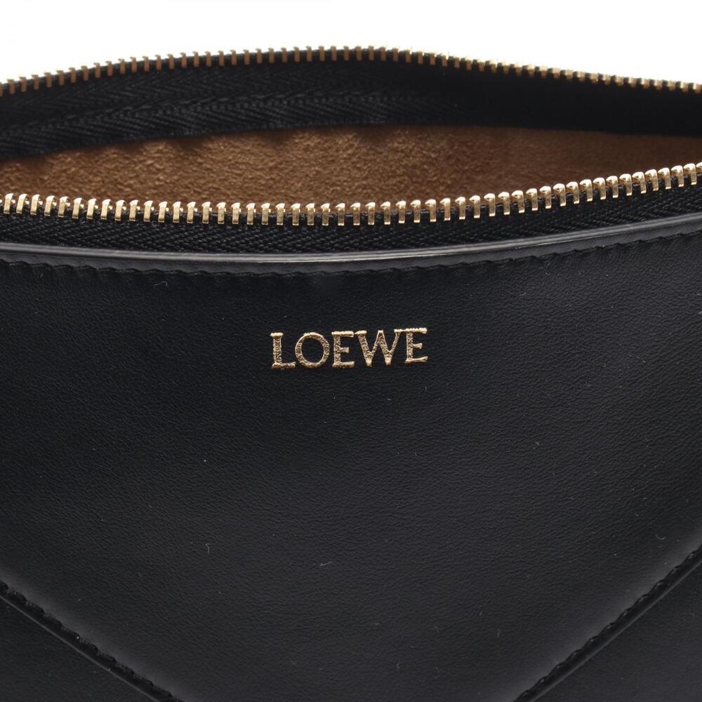 LOEWE Puzzlefold Pouch Shoulder Bag Clutch Leather Black - Picture 4 of 4